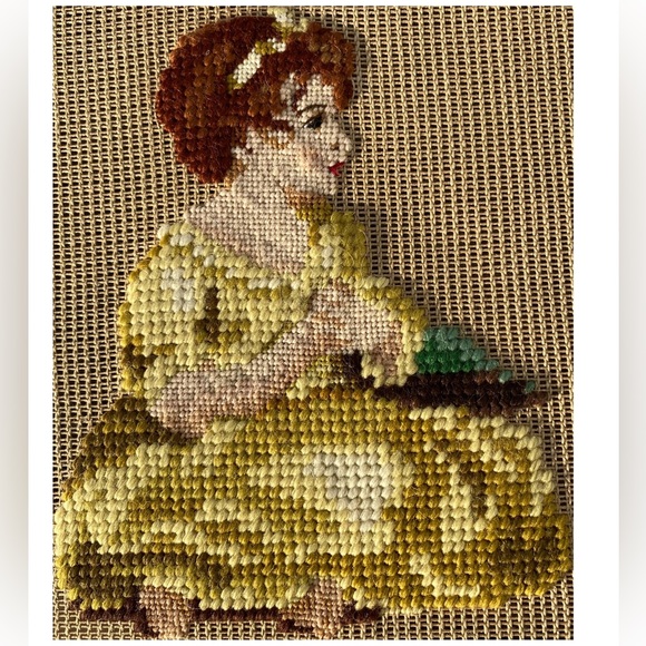 Young Kneeling Female PreWorked VTG NOS Dritz Luxury Needlepoint 9 X 12 - Picture 2 of 6